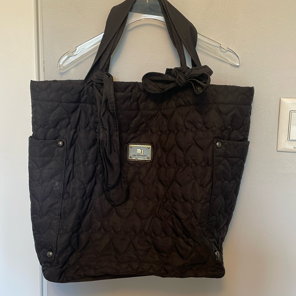 River Island black quilted tote bag